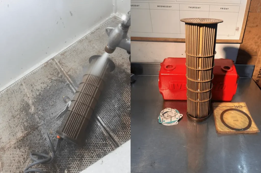 Marine Heat Exchanger service being undertaken in Welshpool