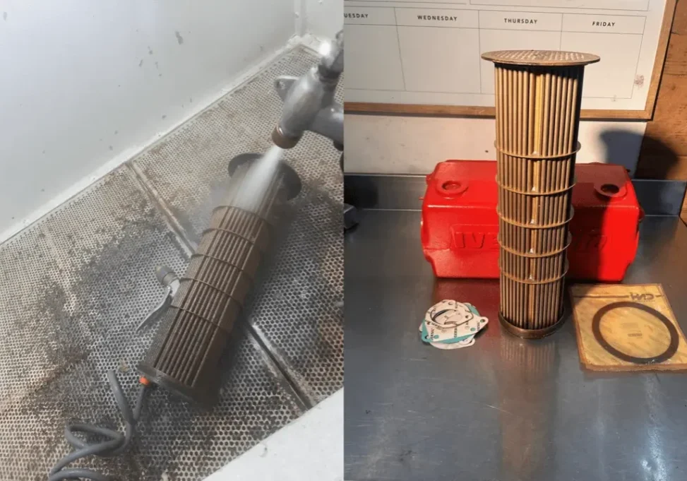 Marine Heat Exchanger service being undertaken in Welshpool